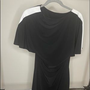 RAlph Lauren Black ruched dress with white strip